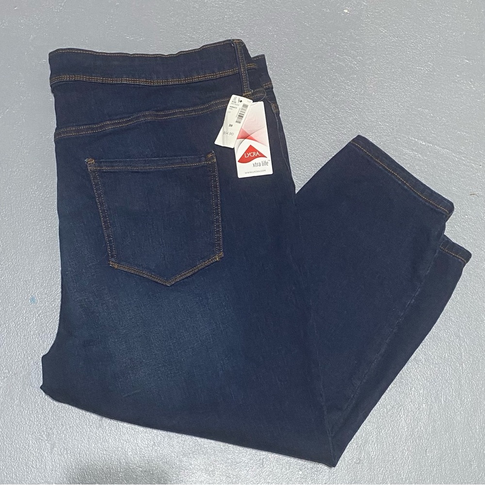 Reitmans Women's Dark Blue Curvy Super High Rise Cropped Skinny Jeans